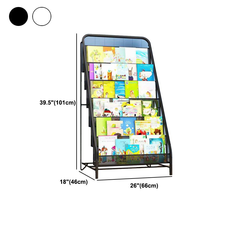 Industrial Iron Ladder Bookshelf White and Black Closed Back Bookcase for Home Clearhalo 'Bookcases' 'furn' 'furn_bookcases' 'Furniture' 'furniture_bookcases' 'Office Furniture' 1200x1200_d09a9a2f-40cd-4c13-9ff2-9af9e42e0334