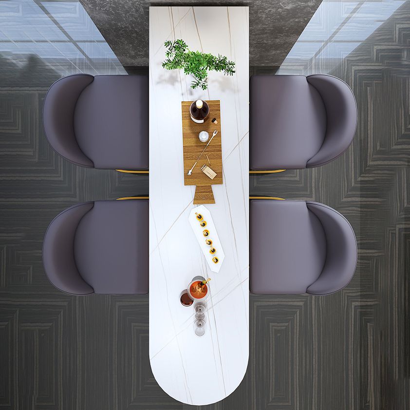 Industrial Bar Dining Table White Stone Top Iron Indoor Bistro Table with Shelf Clearhalo 'Bar Furniture' 'Bar Tables' 'bar_tables' 'furn' 'furn_bar_tables' 'Furniture' 'furniture_bar_tables' 'Kitchen & Dining Furniture' 1200x1200_d09b28c2-1c37-45ad-94a8-5241a4101900