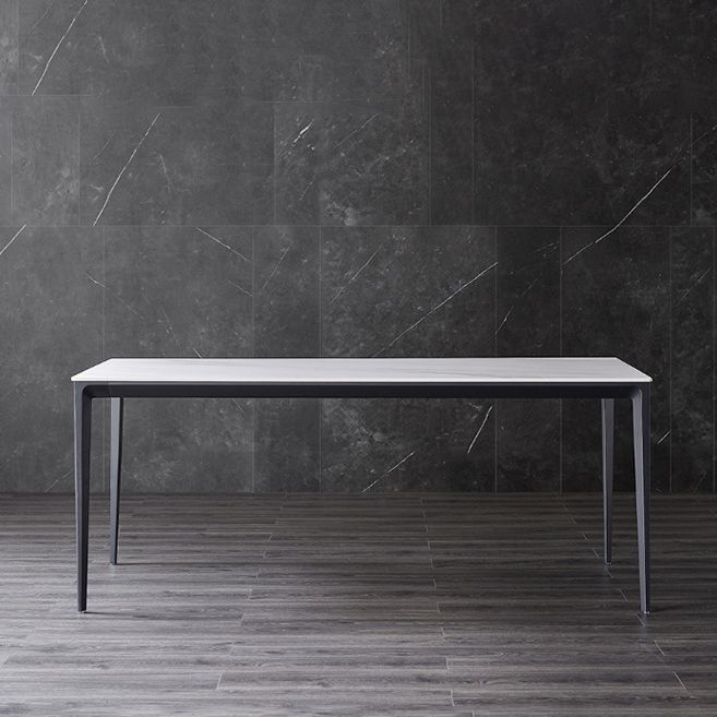 Stone Top Dining Table Contemporary Dining Table with 4 Black Legs Clearhalo 'Dining Tables & Seating' 'Dining Tables' 'dining_table' 'furn' 'furn_dining_table' 'Furniture' 'furniture_dining_table' 'Kitchen & Dining Furniture' 'kitchen' 'kitchen_dining_table' 1200x1200_d09e5af2-567d-4061-a528-39543868c746