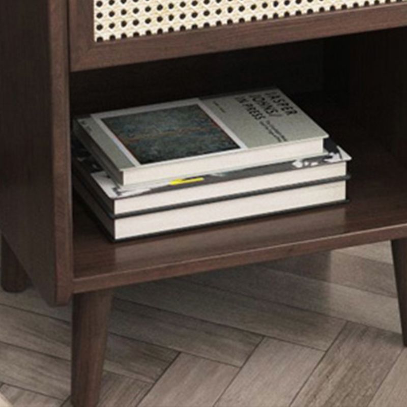 Cassetto del tavolo da notte in legno massiccio moderno da 19 pollici H comodino da letto con gambe