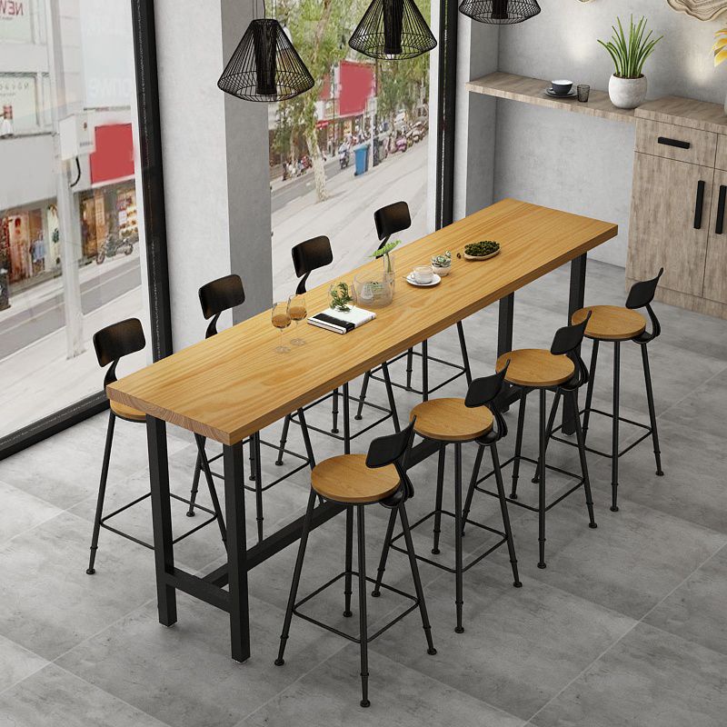 Juego de mesa de pub industrial de 1/2/9 piezas, mesa de bar rectangular y taburetes de bar sin brazos