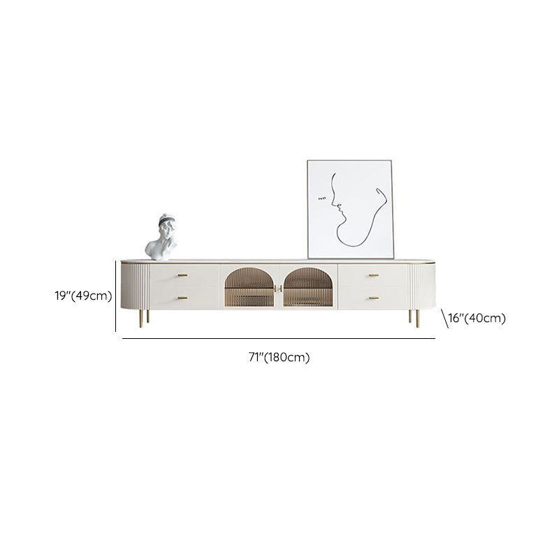 Console multimédia moderne Meuble TV Console de meuble TV en pierre avec 4 tiroirs