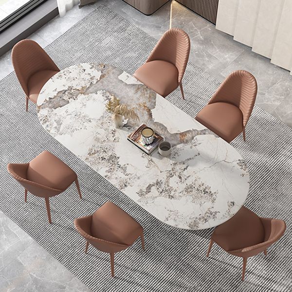 Sintered Stone Dining Table Modern Table in White with Grey Double Pedestal Clearhalo ' dining_table' 'Dining Tables & Seating' 'Dining Tables' 'furn' 'furn_dining_table' 'Furniture' 'furniture_dining_table' 'Kitchen & Dining Furniture' 'kitchen&dining_furn' 'kitchen' 'kitchen_dining_table' 1200x1200_d0a1e2d7-0208-4c12-9fc8-b55d3910f8d3