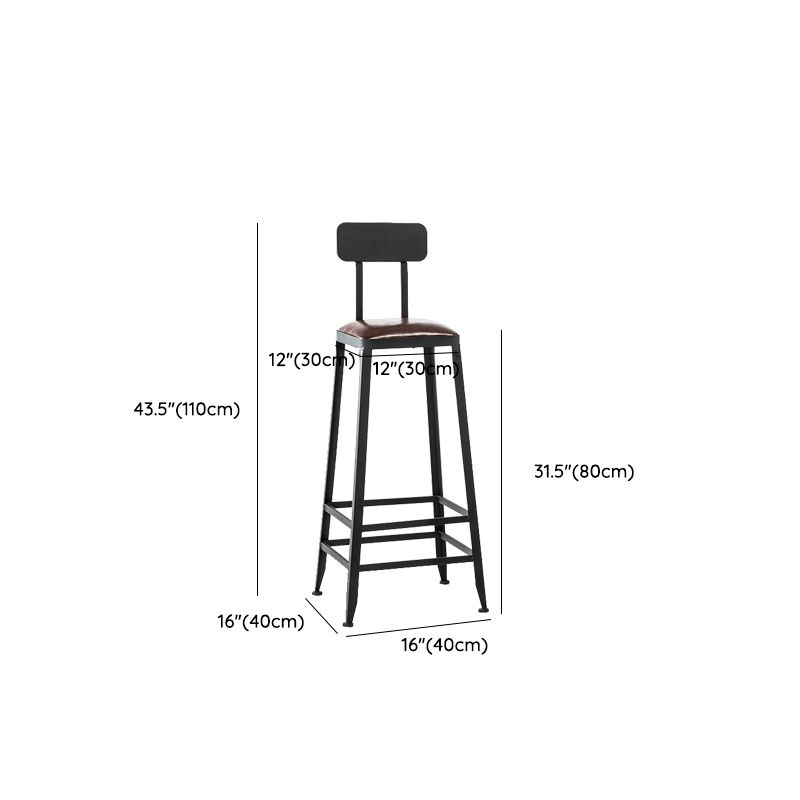 Contemporary Square Dining Stools Metal Bar Stools with Footrest