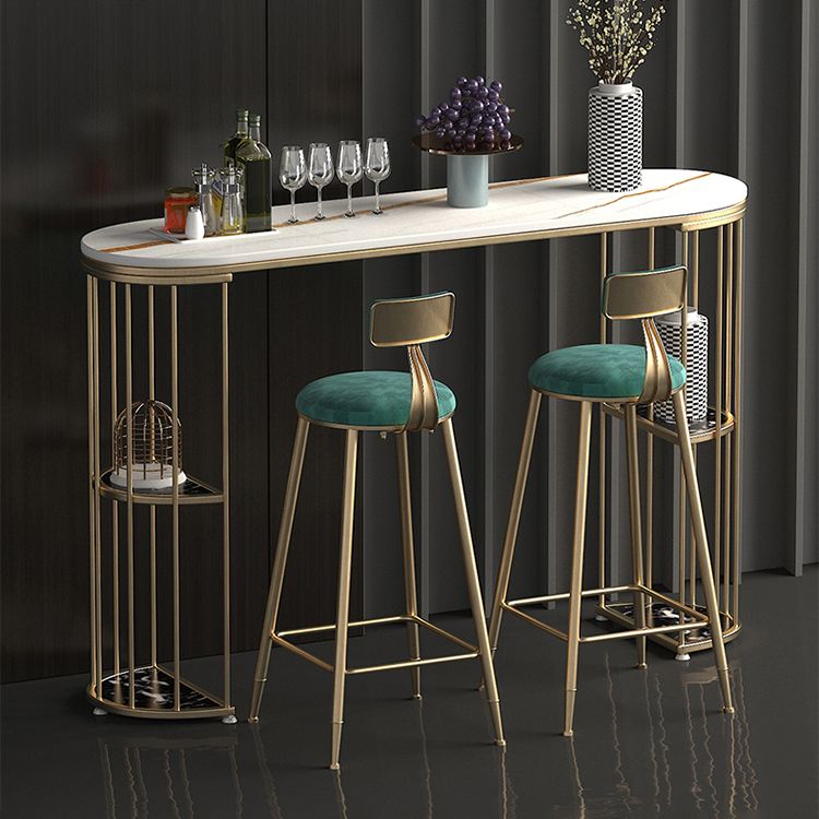 Low Back Upholstered Dining Stools Round Armless Bar Stools with Footrest