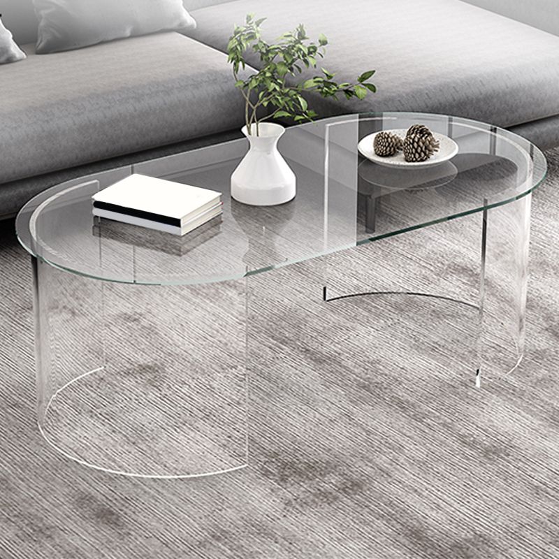 Tavolino moderno da caffè 17,71 "tavolino alto con 2 gambe acriliche