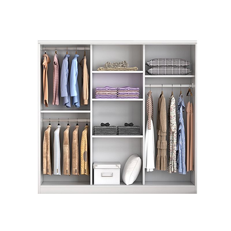 Modern Freestanding Wardrobe Armoire, 2-door Manufatured Armoire with Shelves in White Clearhalo 'Armoires & Wardrobes' 'armoires_wardrobes' 'Bedroom Furniture' 'furn' 'furn_armoires_wardrobes' 'Furniture' 1200x1200_d0a5045a-d923-4fe5-b3e4-9a761ba918e6
