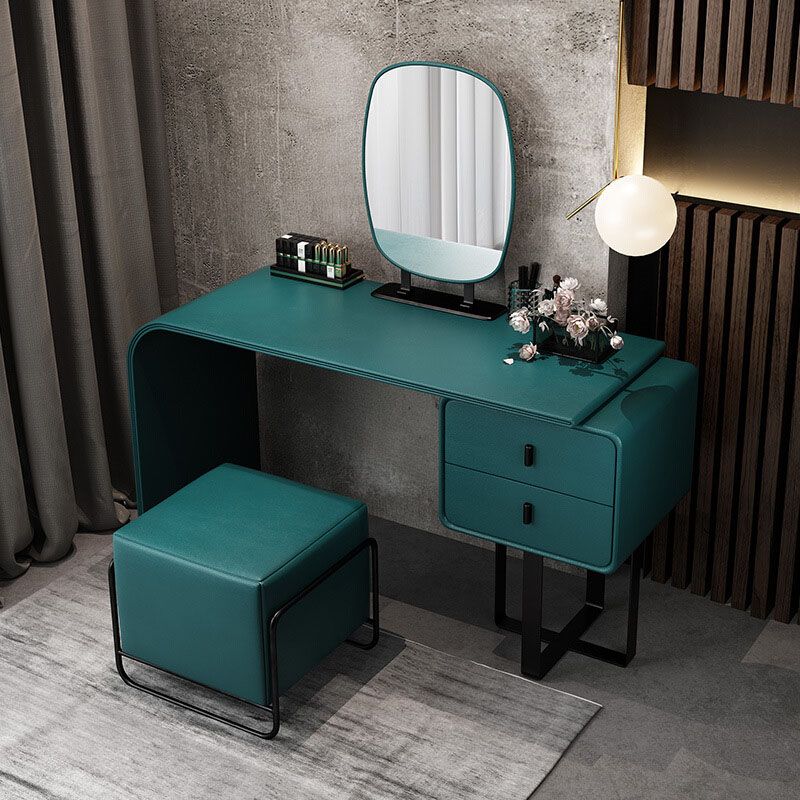 Vanité de maquillage de 20,47 "avec 2 tiroirs de rangement en faux cuir commode