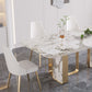 Rectangle Luxury Dining Table Sintered Stone Top Metal Base Home Kitchen Desk