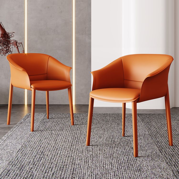 Contemporary Arm Dining Chairs Faux Leather Low Back Dining Side Chair