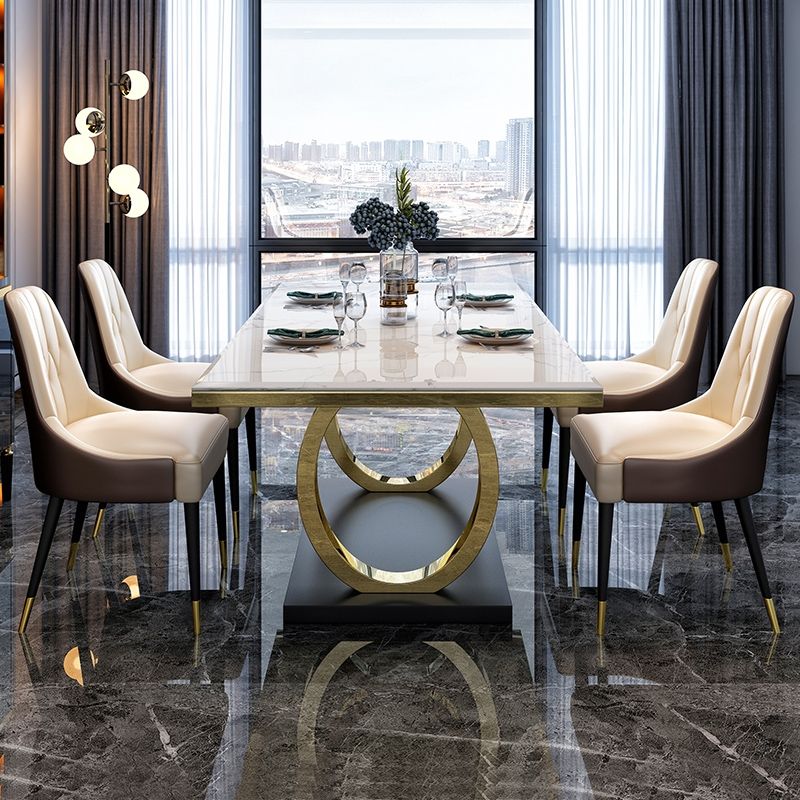 Rectangle Trestle Base Luxury Table Fixed Table with Marble Top Clearhalo ' dining_table' 'Dining Tables & Seating' 'Dining Tables' 'furn' 'furn_dining_table' 'Furniture' 'furniture_dining_table' 'Kitchen & Dining Furniture' 'kitchen&dining_furn' 'kitchen' 'kitchen_dining_table' 1200x1200_d0a64513-027a-49ff-9469-5029cb8c35d5