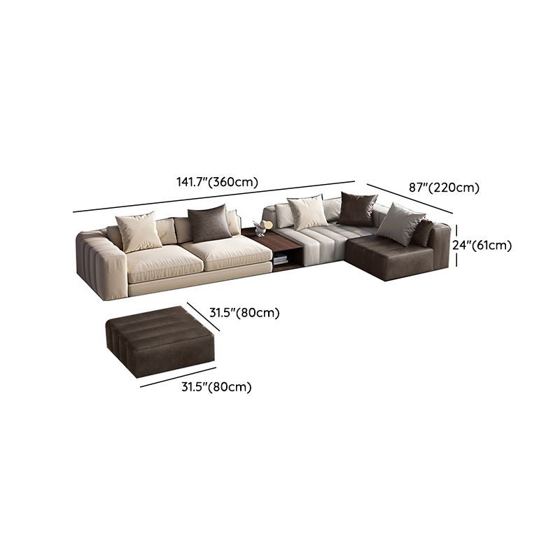 Divano sezionale in pelle autentica di metà secolo 24 "divano a braccio quadrato H con deposito