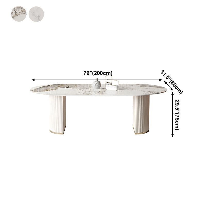 Metal Traditional Luxury Oval Table Sintered Stone Indoor Table for Dining Room Clearhalo ' dining_table' 'Dining Tables & Seating' 'Dining Tables' 'Furniture' 'furniture_dining_table' 'Kitchen & Dining Furniture' 'kitchen&dining_furn' 'kitchen' 'kitchen_dining_table' 1200x1200_d0ac8e8d-38bc-4895-aedc-2c5108e8d50e