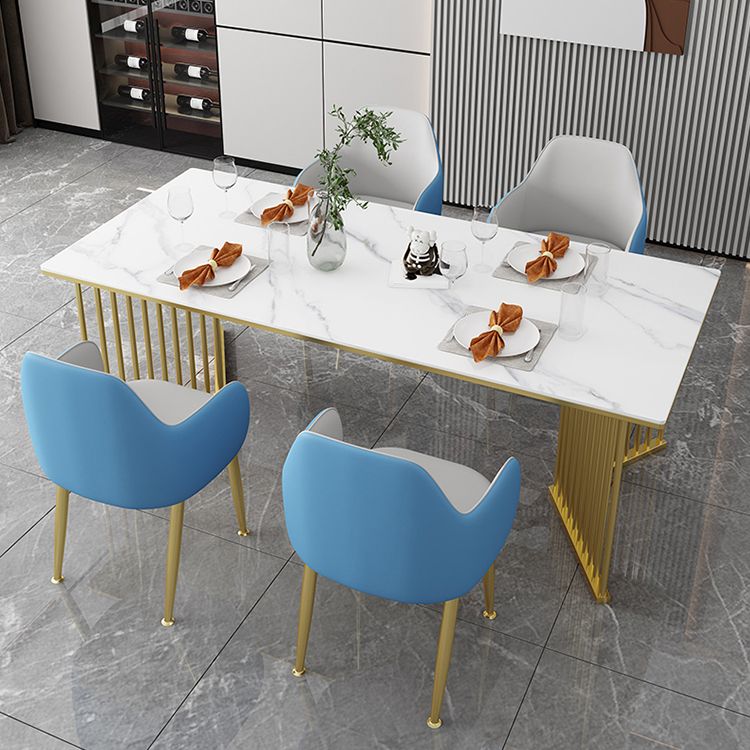 Sintered Stone Dining Table Traditional Luxury Rectangle Dining Table with Gold Frame Clearhalo ' dining_table' 'Dining Tables & Seating' 'Dining Tables' 'furn' 'furn_dining_table' 'Furniture' 'furniture_dining_table' 'Kitchen & Dining Furniture' 'kitchen&dining_furn' 'kitchen' 'kitchen_dining_table' 1200x1200_d0ad52d9-6f07-4436-bd4e-8e7d4c0776b1
