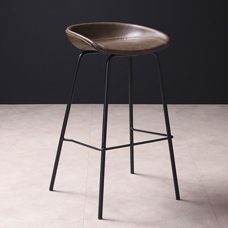 Leather Seat Barstool Industrial Metal Counter Stool with Low Back Clearhalo 'Bar Furniture' 'Bar Stools' 'bar_stools' 'furn' 'furn_bar_stools' 'furniture_bar_stools' 'Kitchen & Dining Furniture' 'kitchen&dining_furn' 'kitchen' 'kitchen_furn' Furniture' 1200x1200_d0addaa1-60d1-4015-86ea-ace25a2dd766