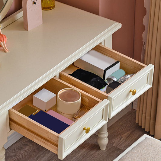 Tocador de cenizas blancas brillantes con espejo de 17.71 "tocador de ancho con 2 cajones