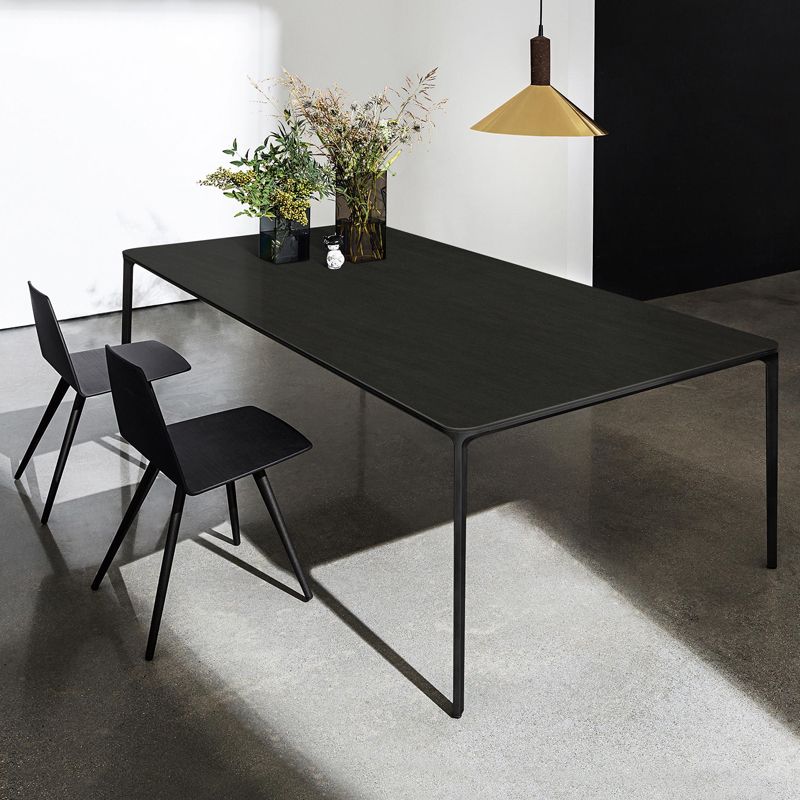 Sintered Stone Dining Table Industrial Style 4 Legs Base Rectangle Table for Home in Black Clearhalo ' dining_table' 'Dining Tables & Seating' 'Dining Tables' 'Furniture' 'furniture_dining_table' 'Kitchen & Dining Furniture' 'kitchen&dining_furn' 'kitchen' 'kitchen_dining_table' 1200x1200_d0b12eb7-9985-4f1f-8d4f-43fbf05f7e0e