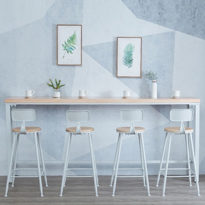 Light Brown Modern Style Bar Table in Solid Wood and Iron Table Milk Tea Shop Bar Table Clearhalo 'Bar Furniture' 'Bar Tables' 'bar_tables' 'furn' 'furn_bar_tables' 'Furniture' 'furniture_bar_tables' 'Kitchen & Dining Furniture' 1200x1200_d0b188b9-ab62-48c1-acdd-437f25a61d2f