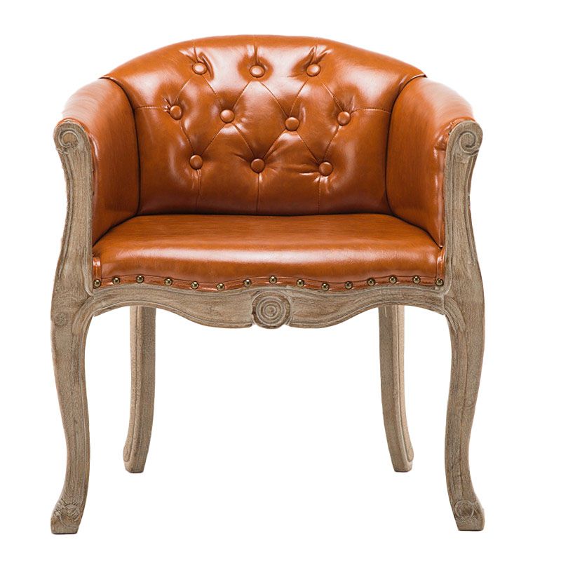 Farmhouse Home Solid Back Arm Chair Leather Matte Finish Dining Chair Clearhalo 'Dining Chairs' 'Dining Tables & Seating' 'dining_chair' 'Furniture' 'furniture_dining_chair' 'Kitchen & Dining Furniture' 1200x1200_d0b4b366-d6f7-47de-949f-bd7fbac96909