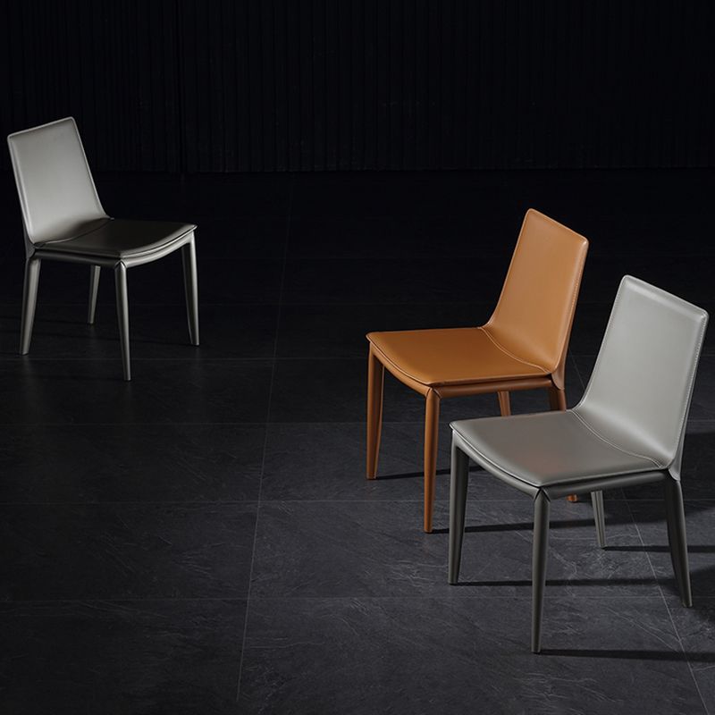 Modern Leather Armless Dining Chair Dining Metal Chairs for Restaurant Use Clearhalo ' kitchen&dining_furn' 'Dining Chairs' 'Dining Tables & Seating' 'dining_chair' 'furn' 'furn_dining_chair' 'Furniture' 'furniture_dining_chair' 'Kitchen & Dining Furniture' 'kitchen' 1200x1200_d0b63ba5-dee9-48a3-b0fa-b0859ce2ff49