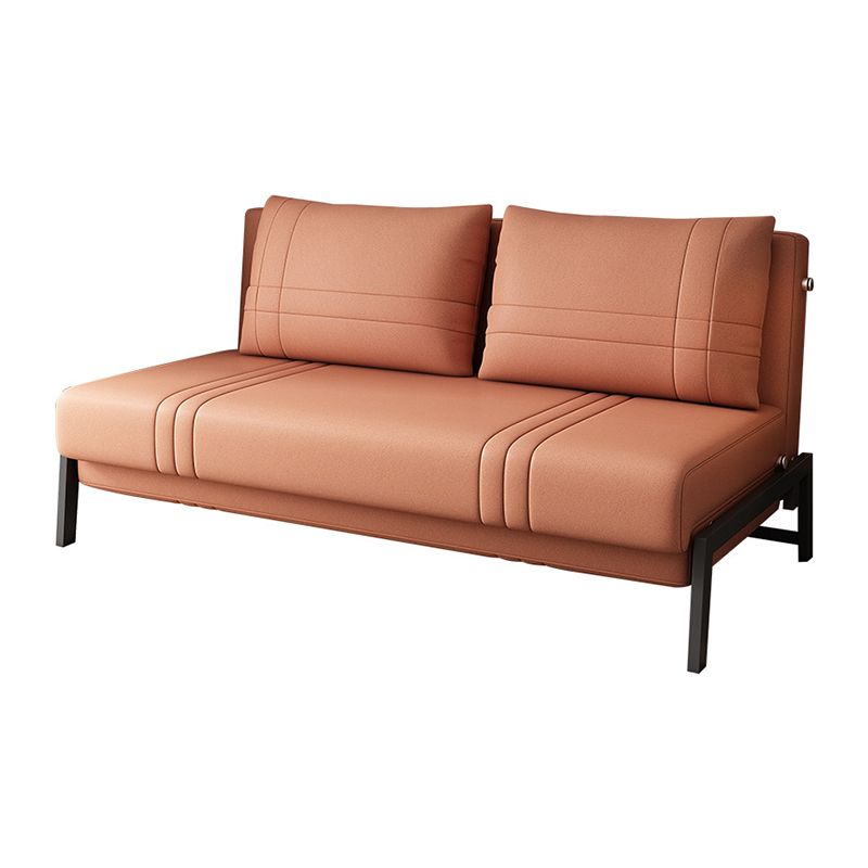 Orange Faux leather Sofa Bed 35.43" Wide Contemporary Sleeper Sofa with Upholstered