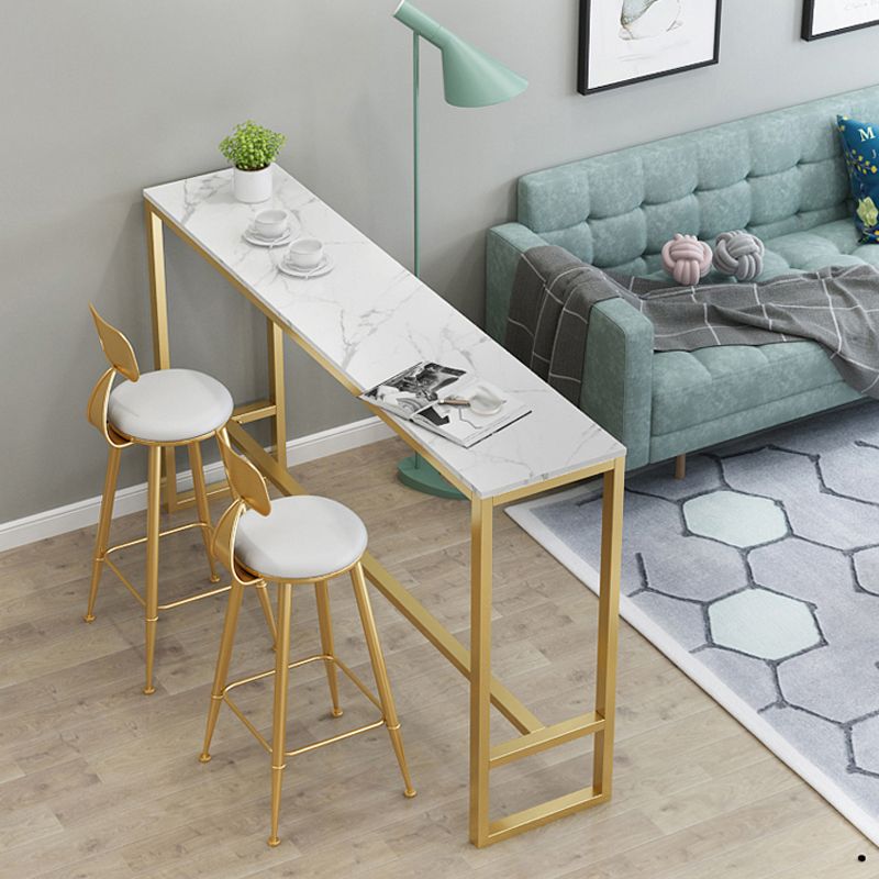 Glam Style 1/2/3 Pieces Bar Table Set Rectangle Bar Table with Metal High Stools for Home Clearhalo 'Bar Furniture' 'furn' 'furn_home_bar_bar_sets' 'Furniture' 'Home Bars & Bar Sets' 'home_bar_bar_sets' 'Kitchen & Dining Furniture' 1200x1200_d0b7980c-f996-439c-9761-88e600d07629