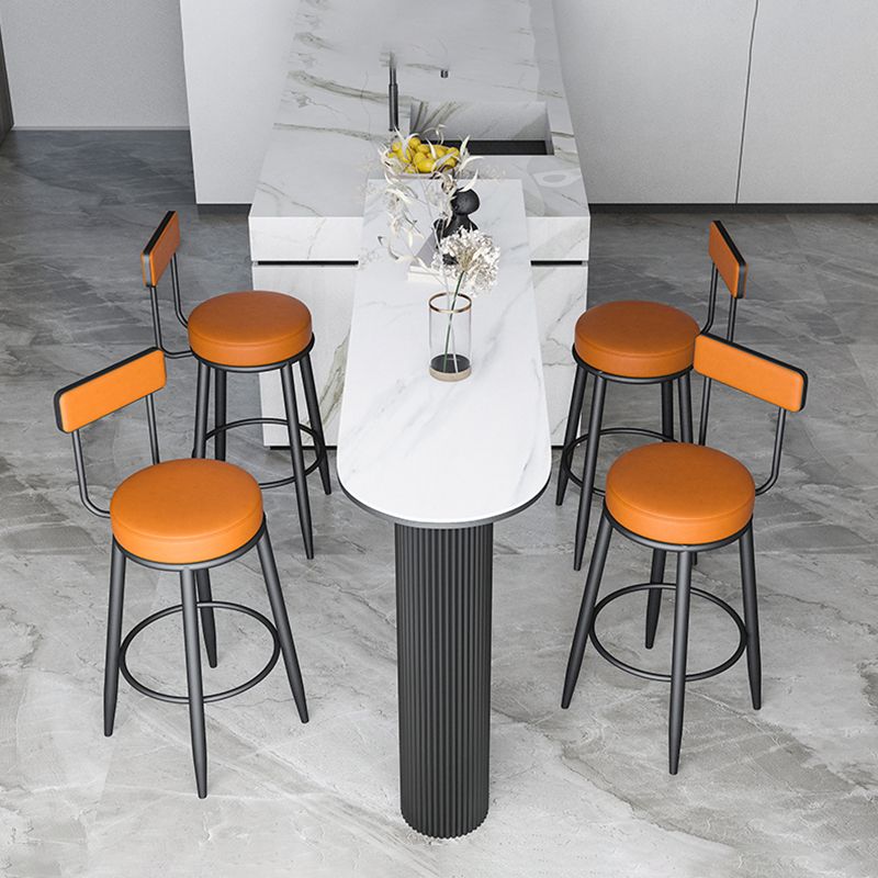 Industrial Iron Bar Dining Table with Stone Top Indoor Bistro Table Fixed Table Clearhalo 'Bar Furniture' 'Bar Tables' 'bar_tables' 'furn' 'furn_bar_tables' 'Furniture' 'furniture_bar_tables' 'Kitchen & Dining Furniture' 1200x1200_d0b80f90-9161-4fc4-9686-16d9b9dda0a4