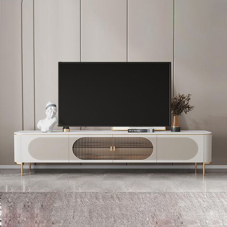 Contemporary Media Console TV Stand Stone TV Media Stand in White Clearhalo 'furn' 'furn_tv_stands_entertainment_centers' 'Furniture' 'Living Room Furniture' 'TV Stands & Entertainment Centers' 'TV Stands & Media Storage Furniture' 'tv_stands_entertainment_centers' 1200x1200_d0b8709e-86af-4217-80e1-5ff42d072be7