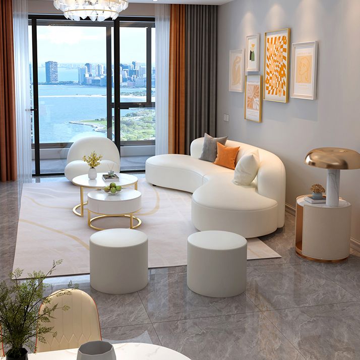 Scandinavian Beige Sectional Sofa with Tight Back Armless Sofa Clearhalo 'furn' 'furn_sectionals' 'Furniture' 'Living Room Furniture' 'Sectionals' 1200x1200_d0b97d6b-0b06-4f75-ba69-7e8314ba214f
