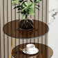 22.83 inch Tall Frame Side Table Modern Round Glass Side End Table