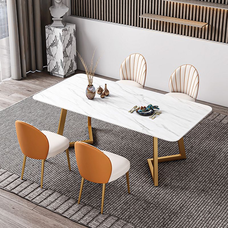 Iron and Slate Table Glam Style Simple Home Rectangular Dining Table Clearhalo 'Dining Tables & Seating' 'Dining Tables' 'dining_table' 'furn' 'furn_dining_table' 'Furniture' 'Kitchen & Dining Furniture' 1200x1200_d0bb5c6c-f51a-4c42-9644-cac612ed5931