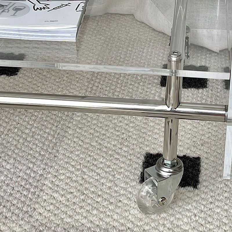 Contemporary Plastic Rectangular End Table Double Tier Corner Table with Storage