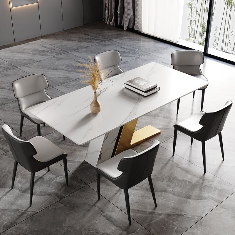 Modern Stainless Steel Dinette Set 1/2/5/7 Pieces Sintered Stone Top Dining Table Set Clearhalo 'Dining Room Sets' 'Dining Tables & Seating' 'dining_room_set' 'furn' 'furn_dining_room_set' 'Furniture' 'furniture_dining_room_set' 'Kitchen & Dining Furniture' 1200x1200_d0bc0a9c-88bb-43fa-9eca-2d49022cc68f