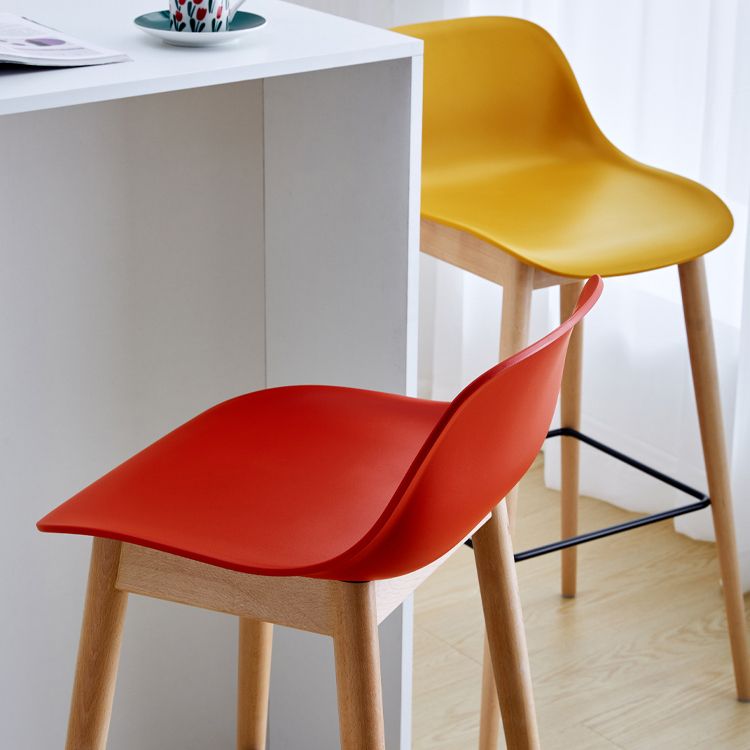 Sgabelli da bar senza braccio scandinavo sgabello da bassa schiena con 4 gambe di faggio