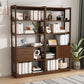 Modern Style Open Back Bookshelf Standard Wooden Bookcase with Drawers