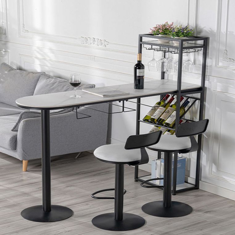 Stone White Bar Dining Table Traditional Luxury Bar Table with Sled Base Clearhalo 'Bar Furniture' 'Bar Tables' 'bar_tables' 'Furniture' 'furniture_bar_tables' 'Kitchen & Dining Furniture' 1200x1200_d0c005cd-9bb9-4bca-ad4b-5239e2459f14