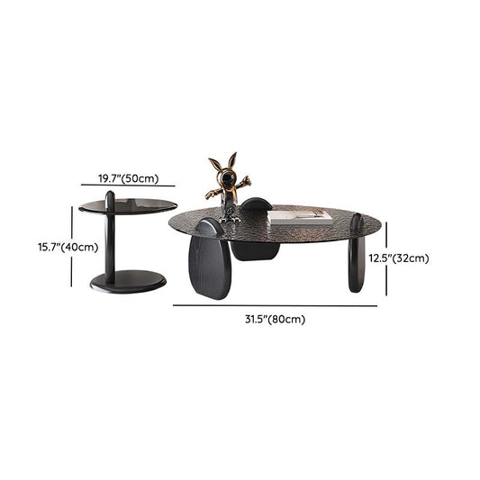 Glass Top Coffee Table Black Modern Round 3 Legs Cocktail Table Clearhalo 'Coffee & Accent Tables' 'Coffee Tables' 'coffee_tables' 'furn' 'furn_coffee_tables' 'Furniture' 'Living Room Furniture' 1200x1200_d0c08e4a-0564-408d-afbe-10d5909bbdfb