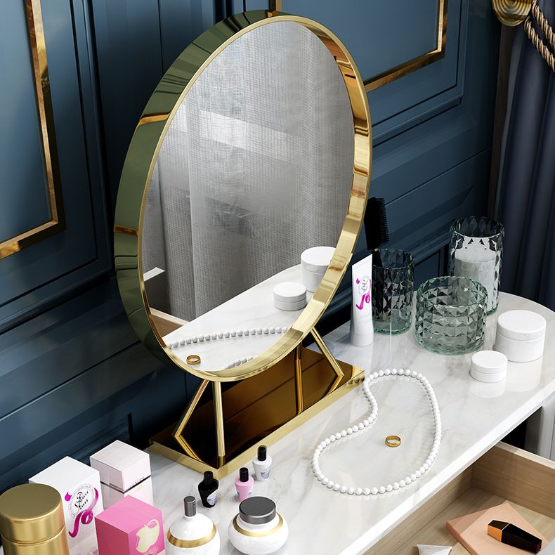 Holzwaschtisch mit Stuhl und Spiegelstein Top Eitelkeit in Grau