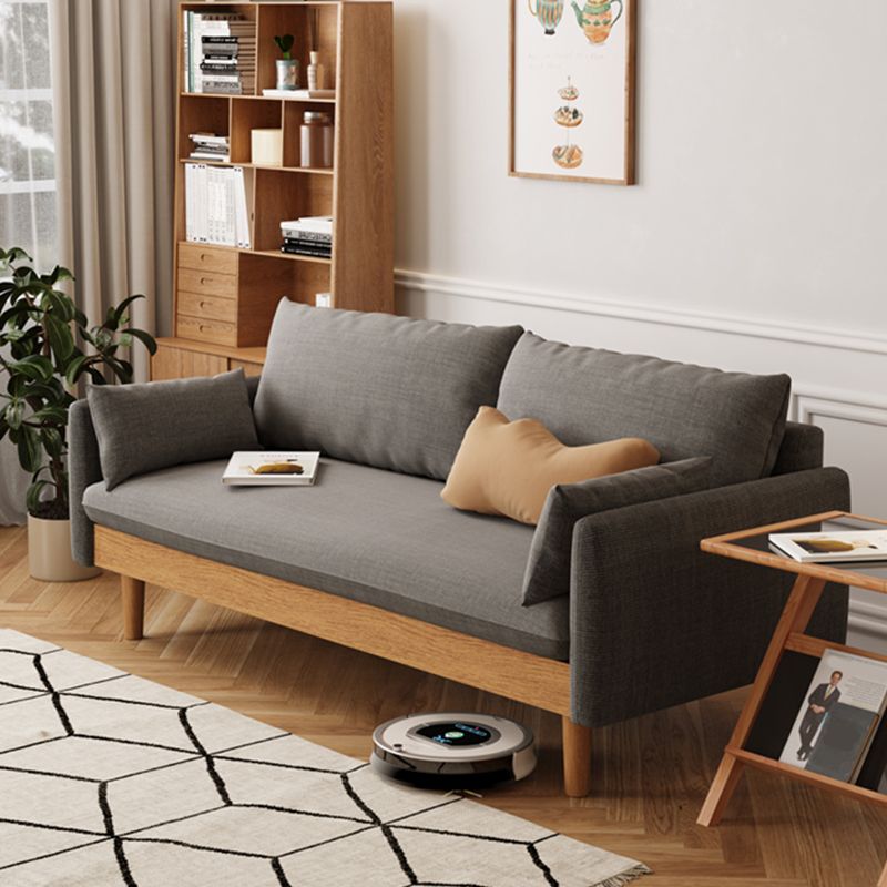 Loose Back Linen Square Arm Transitional Modern Settee with slipcovered Clearhalo 'furn' 'furn_sofas' 'Furniture' 'furniture_sofas' 'kitchen' 'kitchen_sofas' 'Living Room Furniture' 'Sofa' 'sofas' 1200x1200_d0c23a12-7631-4ba9-83f7-7cd7061715bc