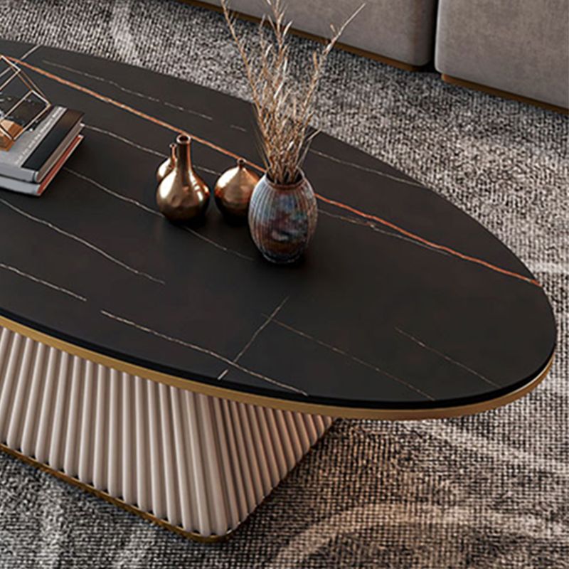 Elliptical Stone Coffee Table Pedestal 1 Single Cocktail Table - 17.72" H Clearhalo 'Coffee & Accent Tables' 'Coffee Tables' 'coffee_tables' 'furn' 'furn_coffee_tables' 'Furniture' 'Living Room Furniture' 1200x1200_d0c45cd3-9fac-4c55-8ecd-9caa4d9f9495