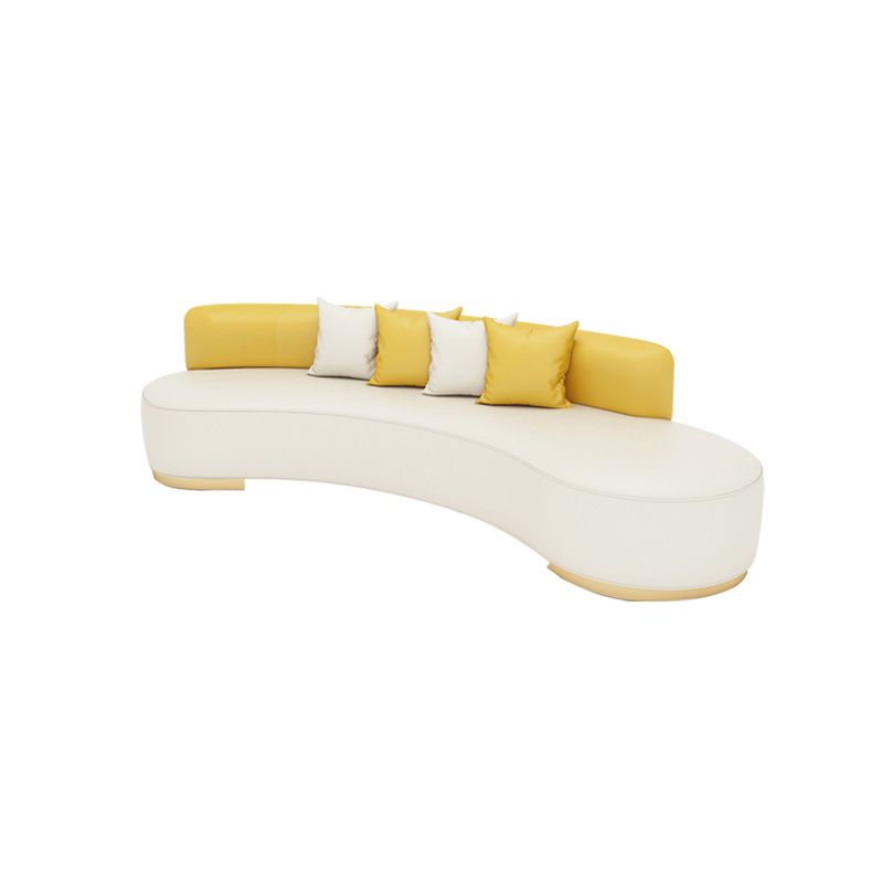 Contemporary Faux Leather Curved Sofa Armless Tight Back Sofa