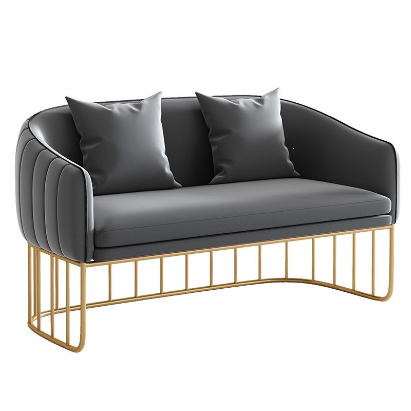 Blau/grau Samtsofa Modernismus Smoking -Arm -Sofa mit Kissen