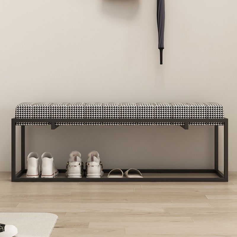 Modern Entryway Bench Cushioned Metal Rectangle Shoe Storage Seating Bench