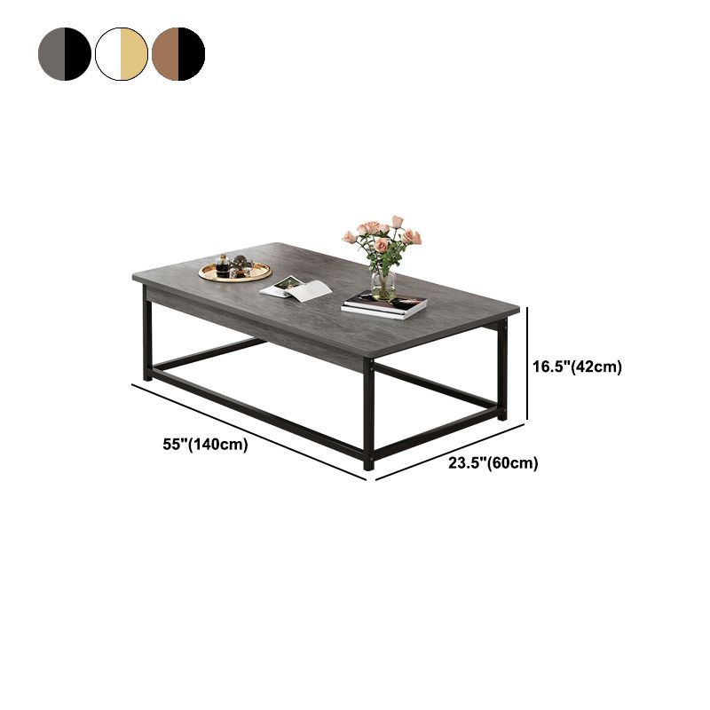 16.5" H Modern Rectangle Wooden Coffee Table Metal Frame Cocktail Table