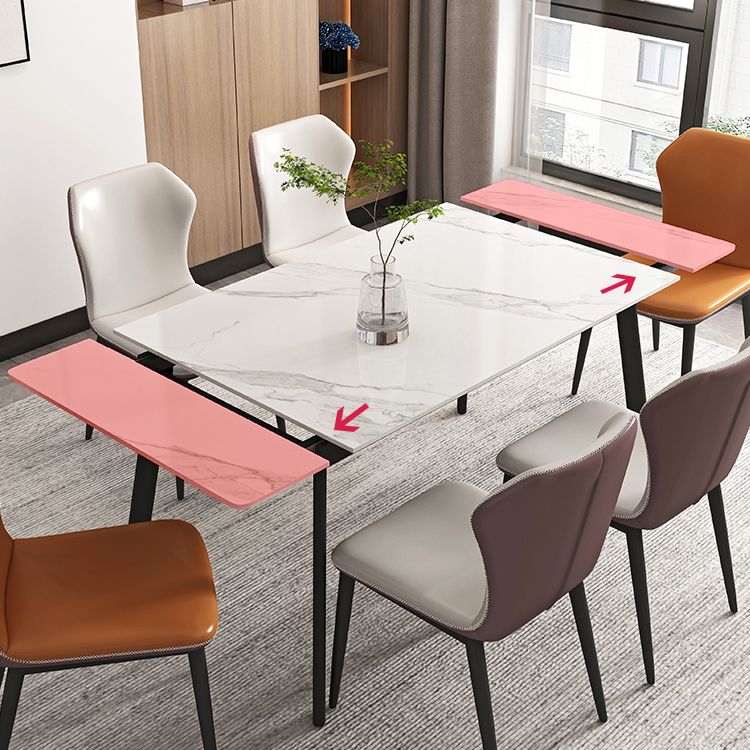 Modern 1/4/5/7 Pieces Rectangle Dining Table Set with Stone Top White Scalable Dinette Set Clearhalo 'Dining Room Sets' 'Dining Tables & Seating' 'dining_room_set' 'furn' 'furn_dining_room_set' 'Furniture' 'furniture_dining_room_set' 'Kitchen & Dining Furniture' 'kitchen&dining_furn' 'kitchen' 1200x1200_d0cbbfc6-c9f6-49ea-bee1-3787172841ac
