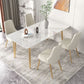 Glam Iron Dinette Set 1/2/3/5/7 Pieces Rectangle Dining Table Set with Sintered Stone Top