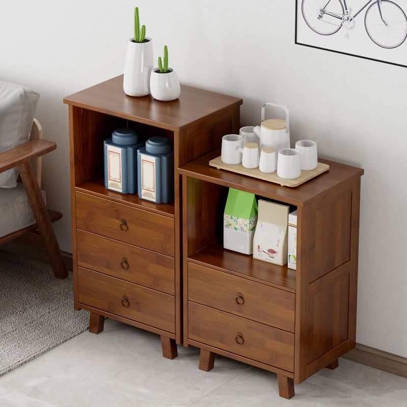 Mid-Century Modern Accent Chest with Drawers and Shelf in Brown Clearhalo 'Cabinets & Chests' 'cabinets_chests' 'furn' 'furn_cabinets_chests' 'Furniture' 'Living Room Furniture' 1200x1200_d0cff058-c512-41c2-9ea1-6d18f6049bd5