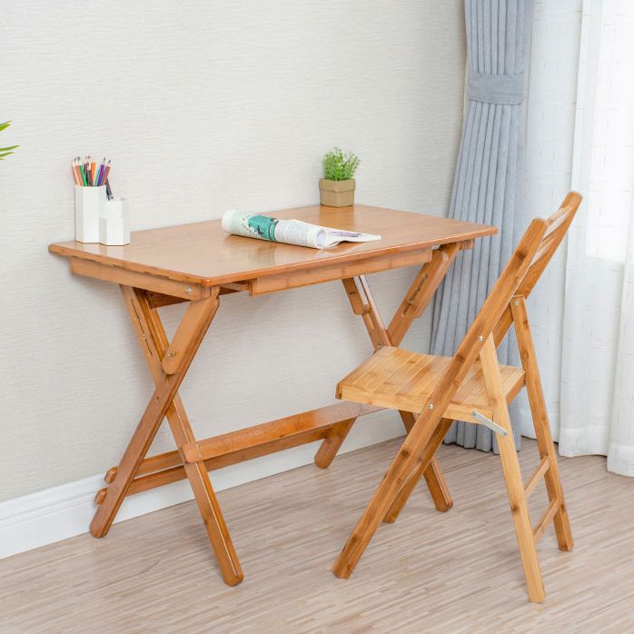 Adjustable Height Solid Wood Office Desk Modern Folding Writing Desk