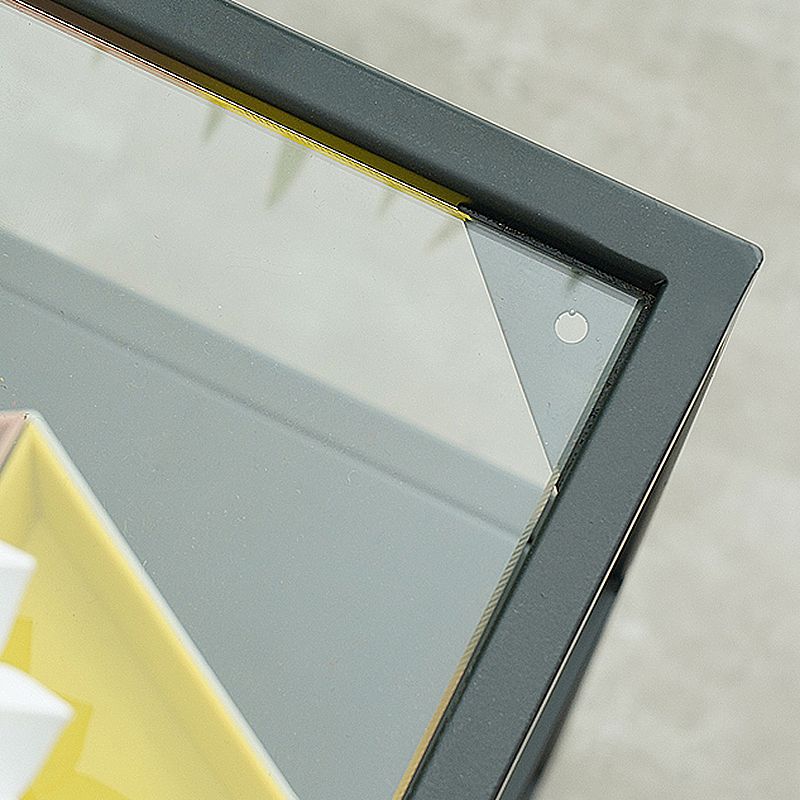 23.6" Tall Ironcraft Frame End Table Glass Rectangular Top Side Table with Shelf