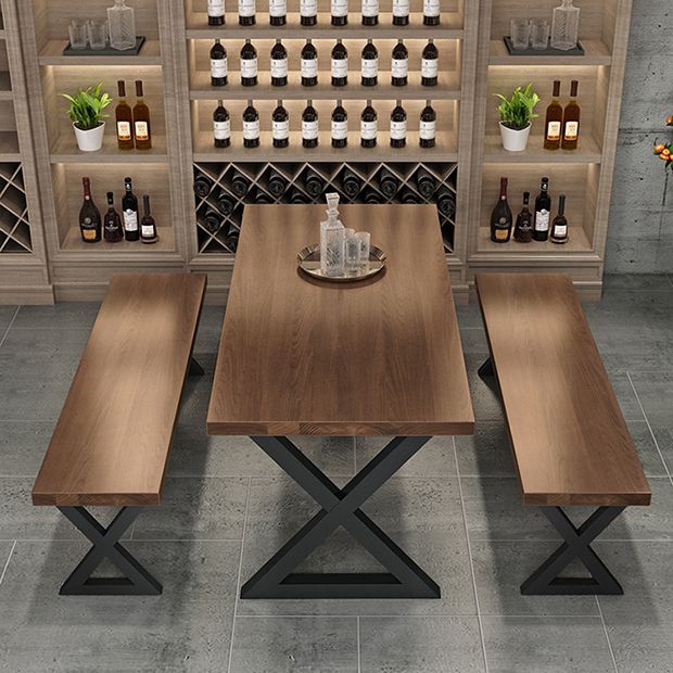 Industrial 1/3/4/5 Pieces Dining Set Rectangle Pine Wood Dining Table for Dining Room Clearhalo 'Dining Room Sets' 'Dining Tables & Seating' 'dining_room_set' 'furn' 'furn_dining_room_set' 'Furniture' 'Kitchen & Dining Furniture' 1200x1200_d0d2bb0f-f34c-4f6f-86e5-40e8a0e93ce1